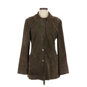 VTG For Joseph Brown Suede Leather Collared Button Jacket Coat L